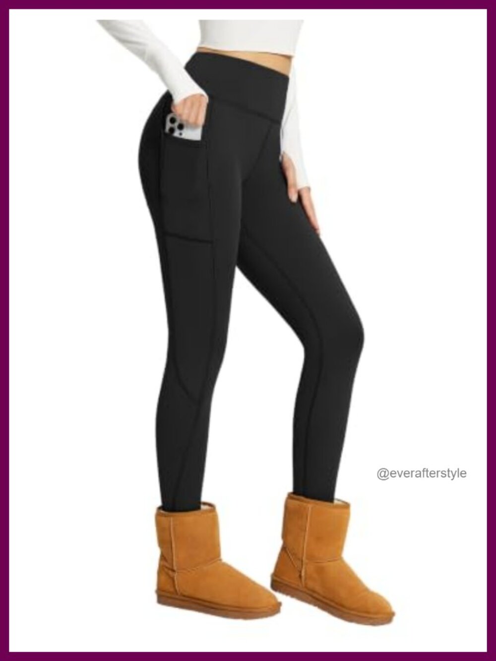 Fleece Lined Leggings Thick Winter Thermal Waterproof Pocket High Waisted